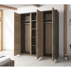 Meubella - Kledingkast Monaco - Eiken - Grijs - 166 cm Online