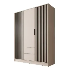 Meubella - Kledingkast Nairobi - Beige - Zwart - 155 cm Discount