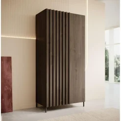 Meubella - Kledingkast Paz - Donkerbruin eiken - 92 cm Best