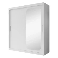 Meubella - Kledingkast Pete - Wit - 180 cm - Met spiegel Clearance