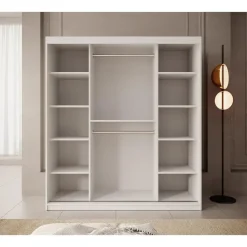 Meubella - Kledingkast Pete - Wit - 180 cm - Met spiegel Clearance