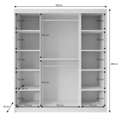 Meubella - Kledingkast Pete - Wit - 180 cm - Met spiegel Clearance