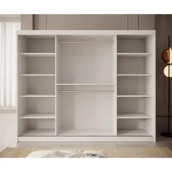 Meubella - Kledingkast Pete - Wit - 250 cm - Met spiegel Hot