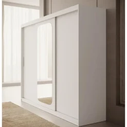 Meubella - Kledingkast Pete - Wit - 250 cm - Met spiegel Hot