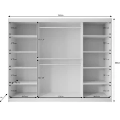 Meubella - Kledingkast Pete - Wit - 250 cm - Met spiegel Hot