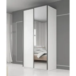 Meubella - Kledingkast Rocky - Wit - 100 cm - Met spiegel Sale