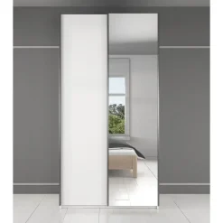 Meubella - Kledingkast Rocky - Wit - 100 cm - Met spiegel Sale