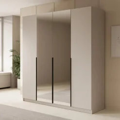 Meubella - Kledingkast Sabre - Beige - 200 cm - Met spiegel Best