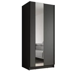 Meubella - Kledingkast Salta - Zwart - 80 cm - Met spiegel Sale