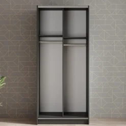 Meubella - Kledingkast Salta - Zwart - 80 cm - Met spiegel Sale