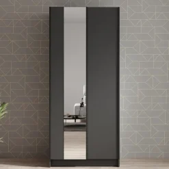 Meubella - Kledingkast Salta - Zwart - 80 cm - Met spiegel Sale