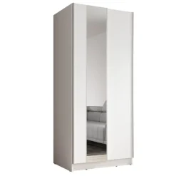 Meubella - Kledingkast Salta - Wit - 80 cm - Met spiegel New