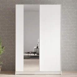 Meubella - Kledingkast Salta - Wit - 120 cm - Met spiegel Clearance