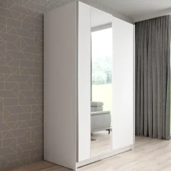 Meubella - Kledingkast Salta - Wit - 120 cm - Met spiegel Clearance