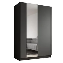 Meubella - Kledingkast Salta - Zwart - 120 cm - Met spiegel Best