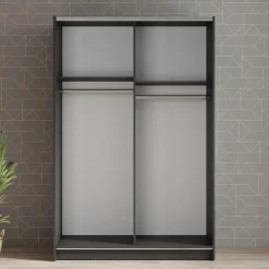 Meubella - Kledingkast Salta - Zwart - 120 cm - Met spiegel Best