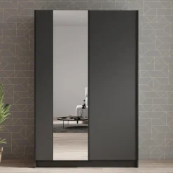 Meubella - Kledingkast Salta - Zwart - 120 cm - Met spiegel Best