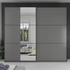 Meubella - Kledingkast Samantha - Grijs - 236 cm - Met spiegel Online
