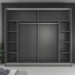 Meubella - Kledingkast Samantha - Grijs - 236 cm - Met spiegel Online