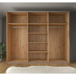 Meubella - Kledingkast Saturn - Eiken - Zwart - 263 cm - Met spiegel Hot