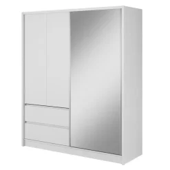 Meubella - Kledingkast Sento - Wit - 180 cm - Met spiegel New