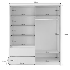 Meubella - Kledingkast Sento - Wit - 180 cm - Met spiegel New