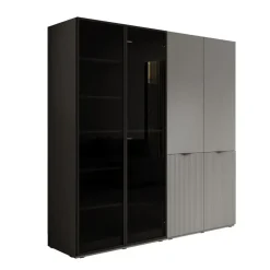 Meubella - Kledingkast Shelton - Grijs - 202 cm - Met glas Hot
