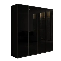 Meubella - Kledingkast Shelton - Zwart 1 - 202 cm - Met glas Best