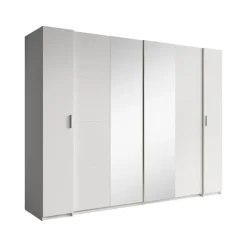 Meubella - Kledingkast Stoke - Wit - 270 cm - Met spiegel