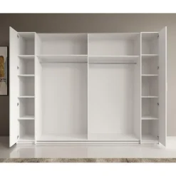 Meubella - Kledingkast Stoke - Wit - 270 cm - Met spiegel