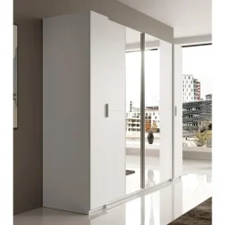 Meubella - Kledingkast Stoke - Wit - 270 cm - Met spiegel