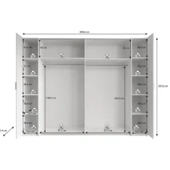Meubella - Kledingkast Stoke - Wit - 270 cm - Met spiegel