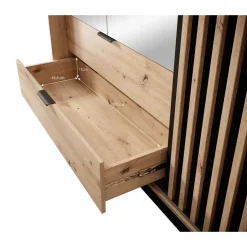 Meubella - Kledingkast Tasha - Eiken - Antraciet - 220 cm - Met spiegel Sale