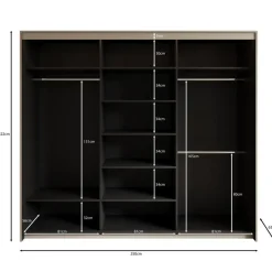 Meubella - Kledingkast Timoteo - Zwart - 250 cm - Met spiegel Outlet