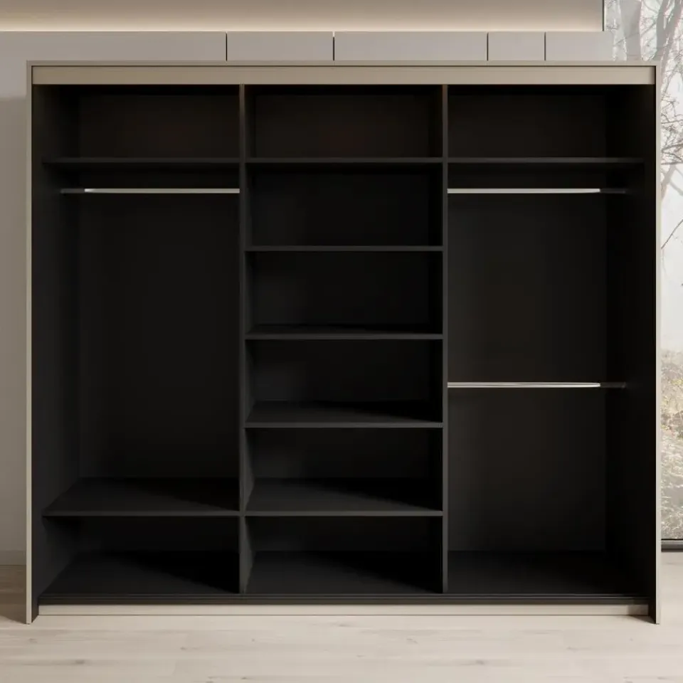 Meubella - Kledingkast Timoteo - Beige - 250 cm - Met spiegel Clearance