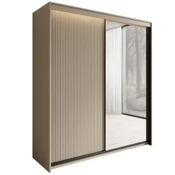 Meubella - Kledingkast Timoteo - Beige - 200 cm - Met spiegel Discount