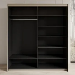 Meubella - Kledingkast Timoteo - Beige - 200 cm - Met spiegel Discount