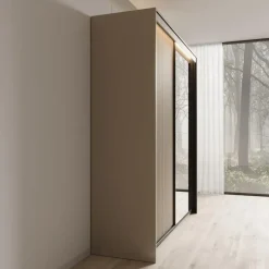 Meubella - Kledingkast Timoteo - Beige - 200 cm - Met spiegel Discount