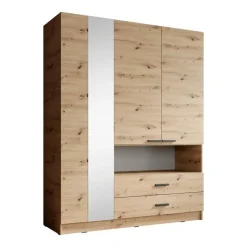 Meubella - Kledingkast Tobin - Eiken - 158 cm - Met spiegel Hot