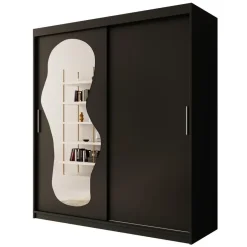 Meubella - Kledingkast Ulysses - Zwart - 180 cm - Met spiegel Best