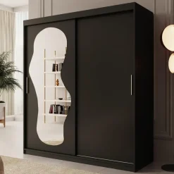 Meubella - Kledingkast Ulysses - Zwart - 180 cm - Met spiegel Best