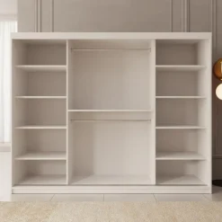 Meubella - Kledingkast Ulysses - Wit - 250 cm - Met spiegel Clearance