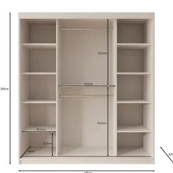 Meubella - Kledingkast Ulysses - Wit - 180 cm - Met spiegel Hot