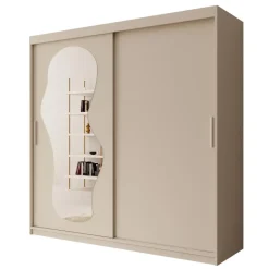 Meubella - Kledingkast Ulysses - Beige - 200 cm - Met spiegel Outlet