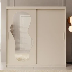 Meubella - Kledingkast Ulysses - Beige - 200 cm - Met spiegel Outlet