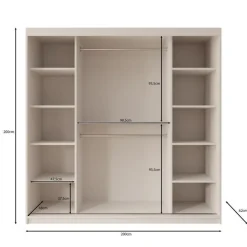 Meubella - Kledingkast Ulysses - Beige - 200 cm - Met spiegel Outlet