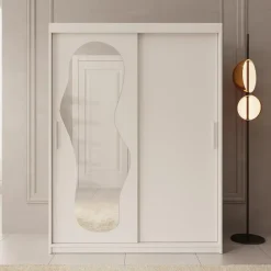 Meubella - Kledingkast Ulysses - Wit - 150 cm - Met spiegel