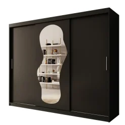 Meubella - Kledingkast Ulysses - Zwart - 250 cm - Met spiegel Outlet
