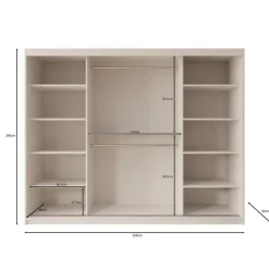 Meubella - Kledingkast Ulysses - Zwart - 250 cm - Met spiegel Outlet