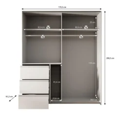 Meubella - Kledingkast Walter - Wit - 170 cm Clearance